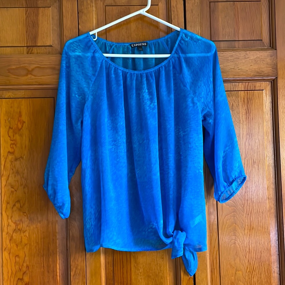 Express sheer tie front blouse size XS
